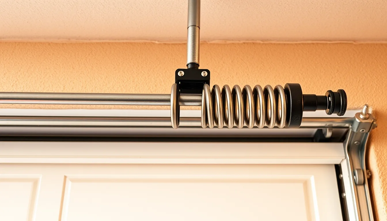 Snapped garage door torsion spring with a visible gap in the coil