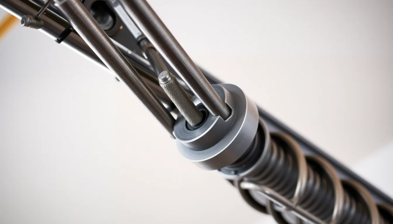 Garage door torsion spring and winding cone close up